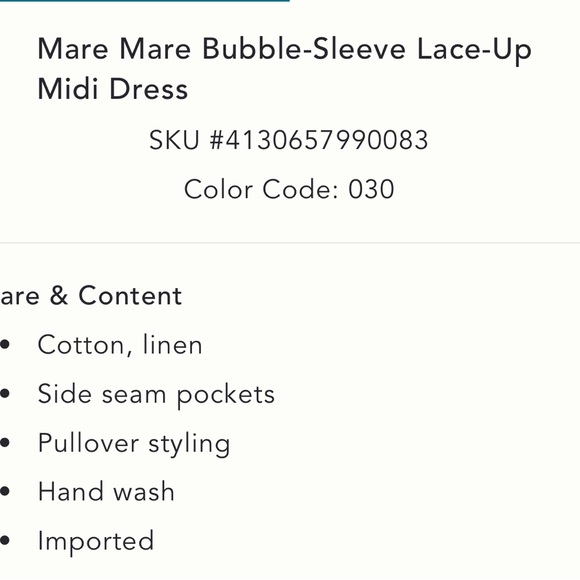 Mare Mare Anthropologie dress size M. Brand new, never worn - Picture 5 of 6